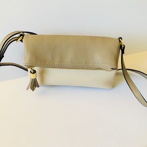 Two Tone Cross Body Fold Over Bag